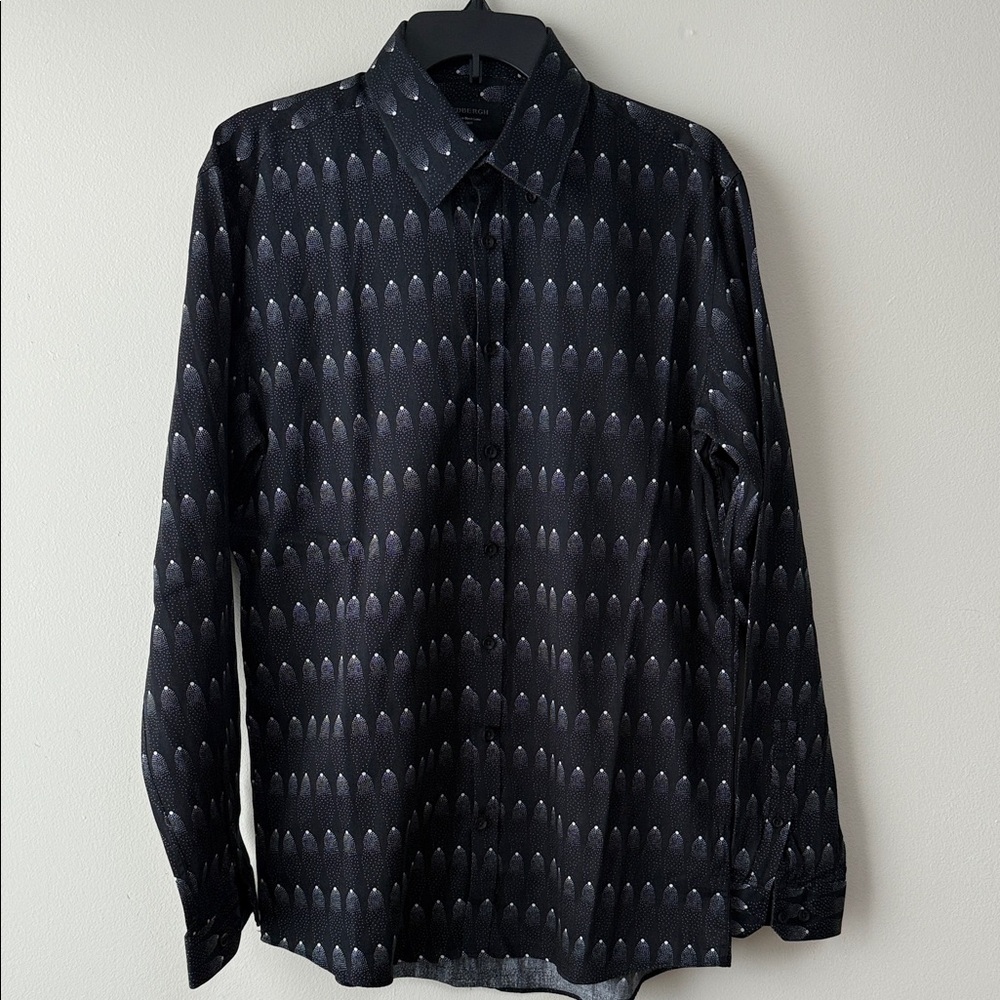 Elegant Black Patterned Men's Casual Shirt